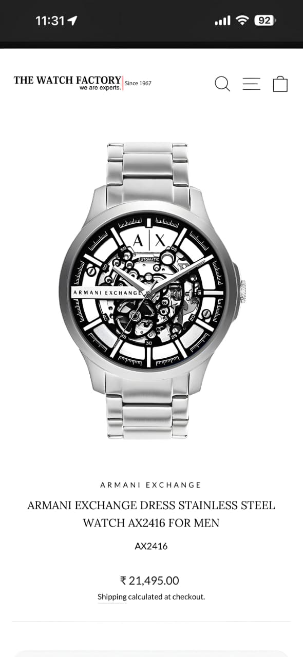ARMANI €XCHANGE Automatic Dress Watch