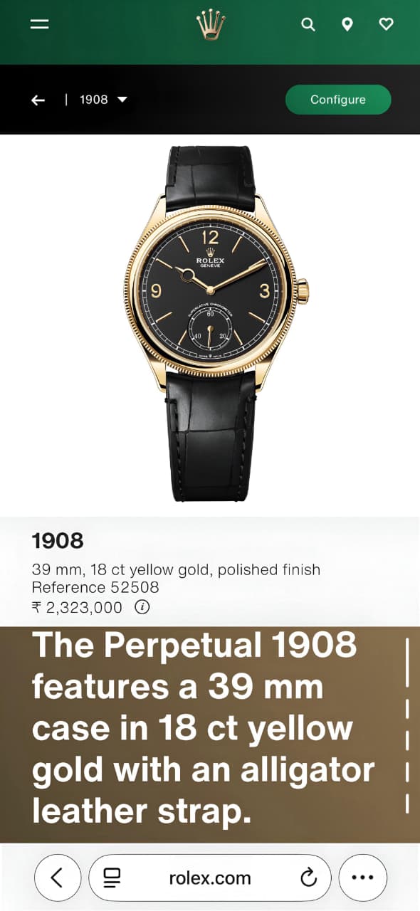 Rolex Perpetual 1908 Watch for Men's