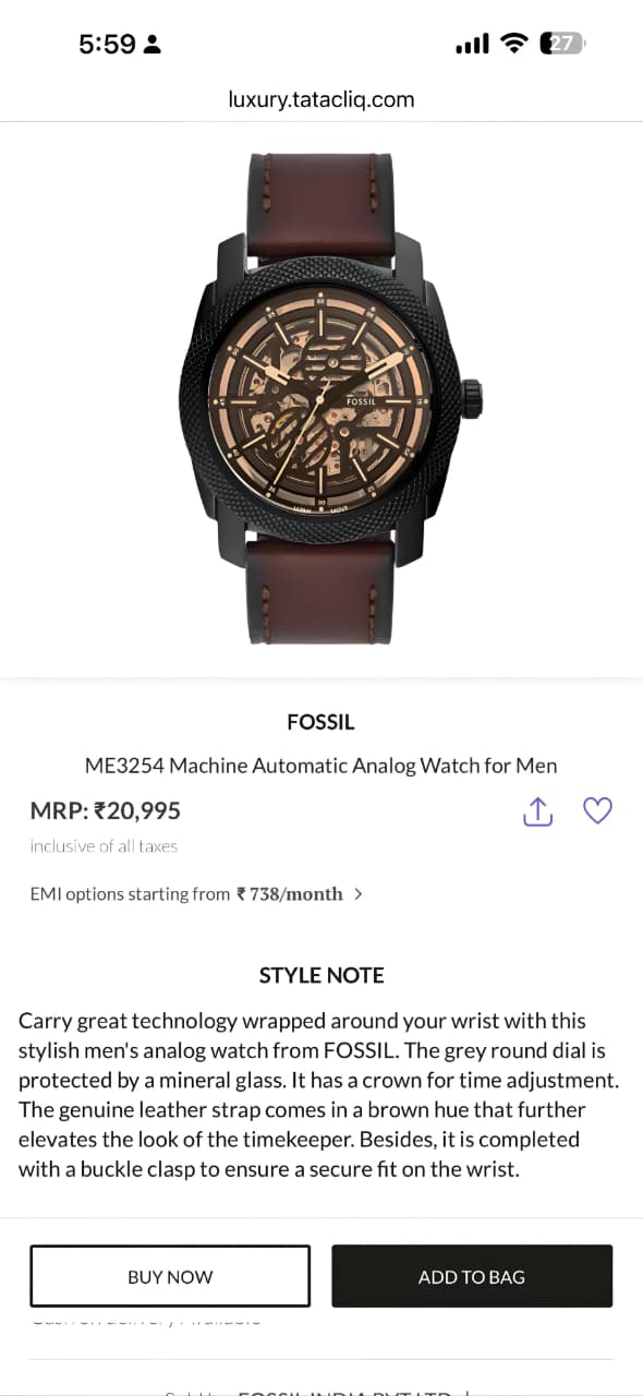 Fossil Machine Automatic ME3254