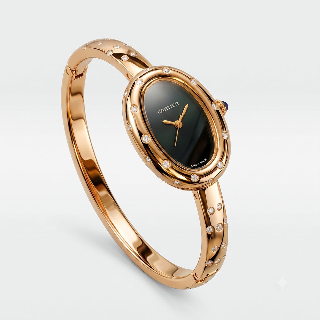 Cartier Diamond Bangle Watch-Rose Gold