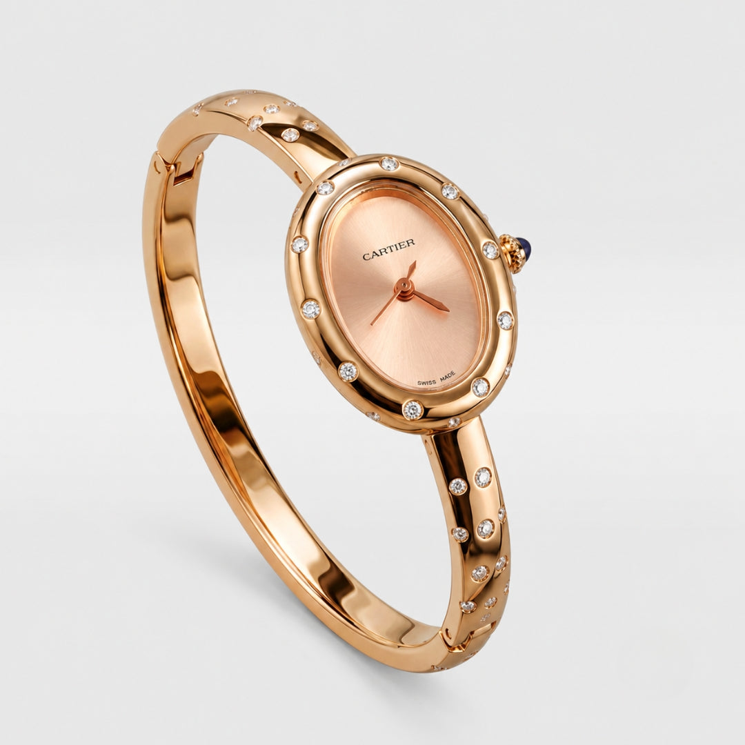 Cartier Diamond Bangle Watch-Rose Gold