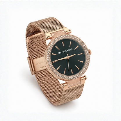 Michael Kors Crystal Bezel Mesh Rose Gold Strap Women's Watch