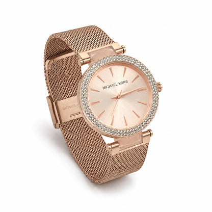 Michael Kors Crystal Bezel Mesh Rose Gold Strap Women's Watch