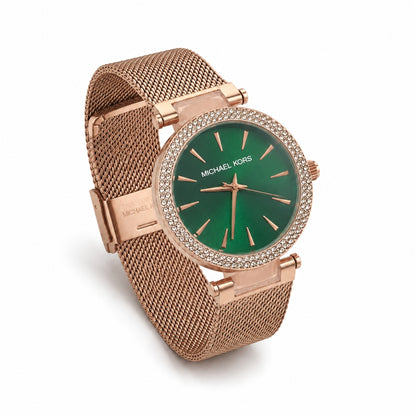 Michael Kors Crystal Bezel Mesh Rose Gold Strap Women's Watch