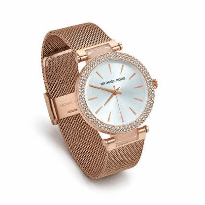 Michael Kors Crystal Bezel Mesh Rose Gold Strap Women's Watch