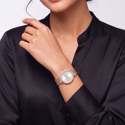 Michael Kors Crystal Bezel Mesh Rose Gold Strap Women's Watch