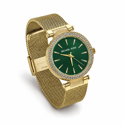 Michael Kors Crystal Bezel Mesh Gold Strap Women's Watch