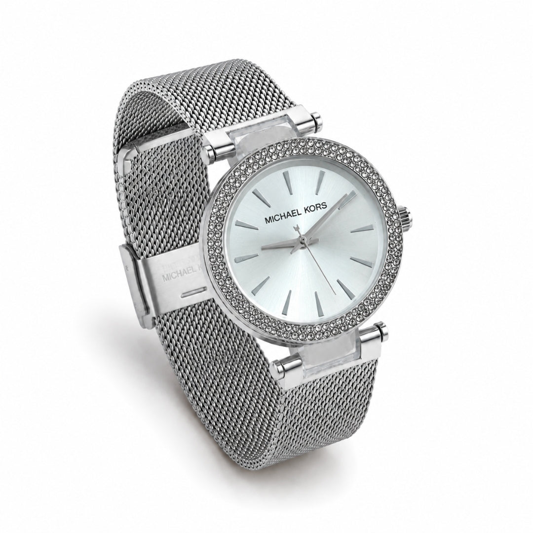 Michael Kors Crystal Bezel Mesh Silver Strap Women's Watch