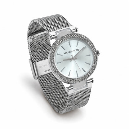 Michael Kors Crystal Bezel Mesh Silver Strap Women's Watch