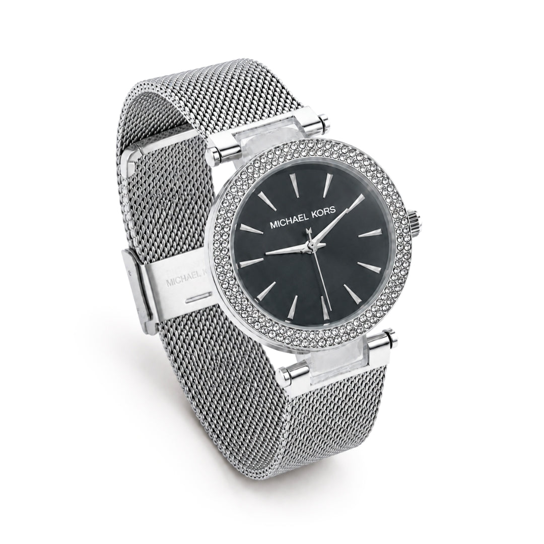 Michael Kors Crystal Bezel Mesh Silver Strap Women's Watch