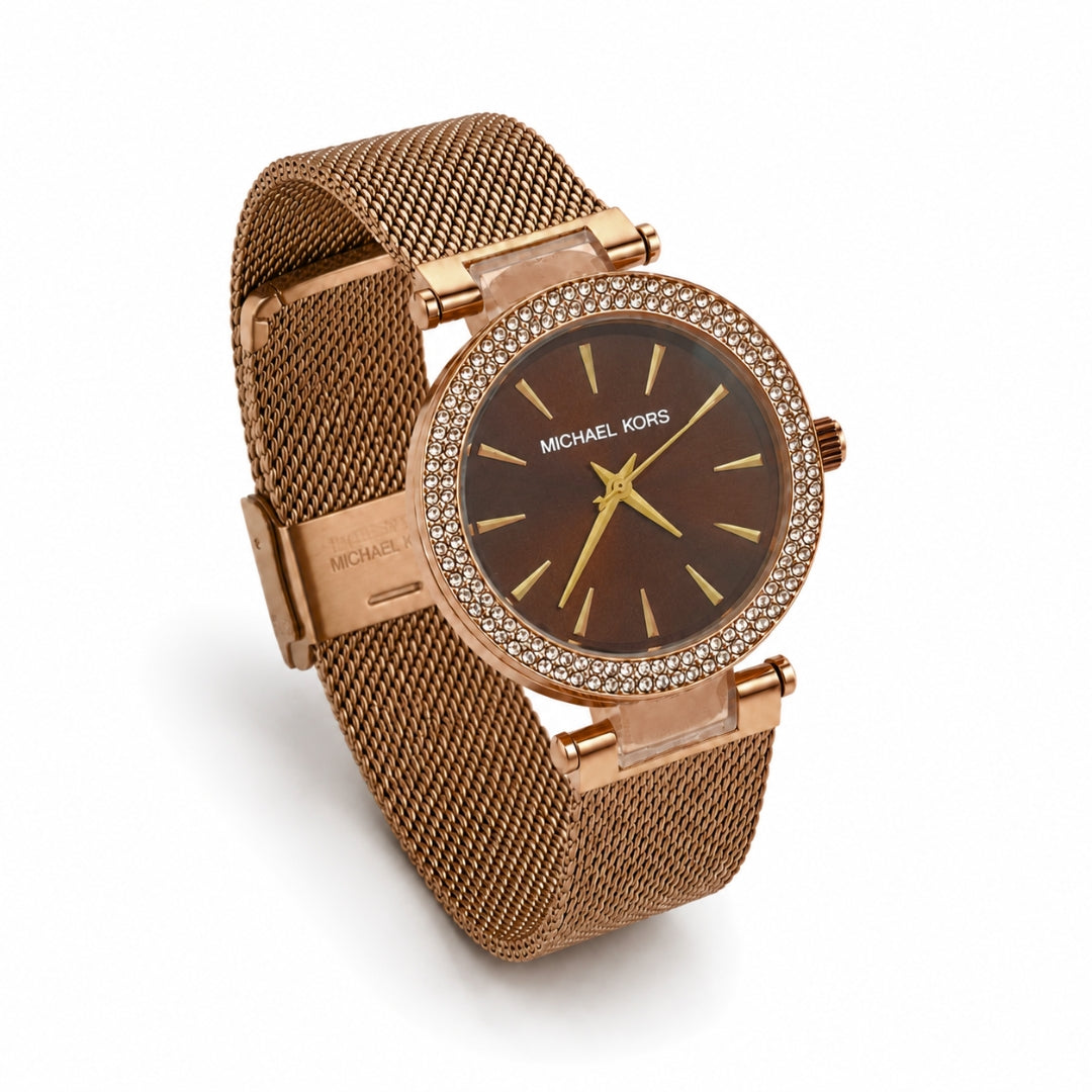 Michael Kors Crystal Bezel Mesh Rose Gold Strap Women's Watch