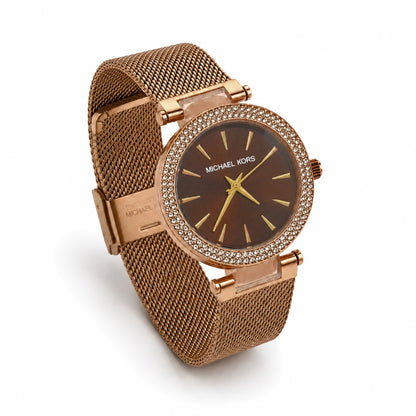 Michael Kors Crystal Bezel Mesh Rose Gold Strap Women's Watch