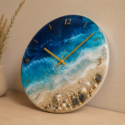 Ocean Wave Resin Art Wall Clock