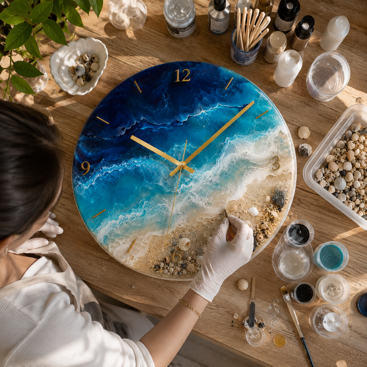 Ocean Wave Resin Art Wall Clock
