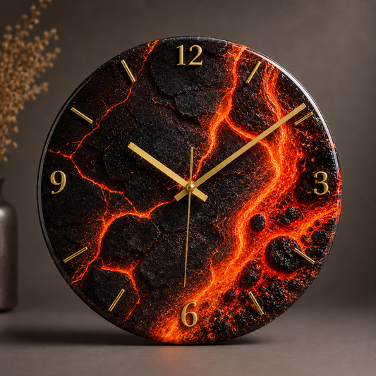 Volcanic Lava Resin Art Wall Clock