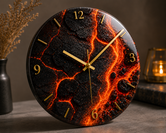 Volcanic Lava Resin Art Wall Clock