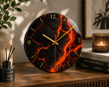 Volcanic Lava Resin Art Wall Clock