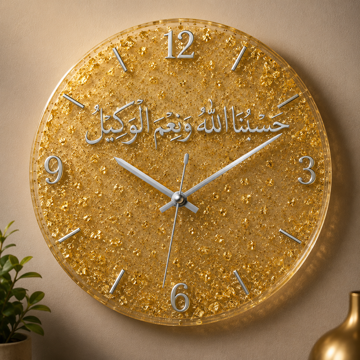 Islamic Calligraphy Resin Art Wall Clock