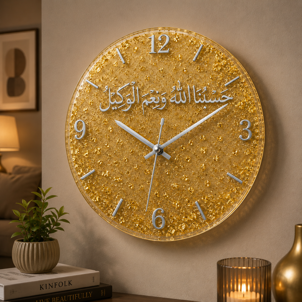 Islamic Calligraphy Resin Art Wall Clock