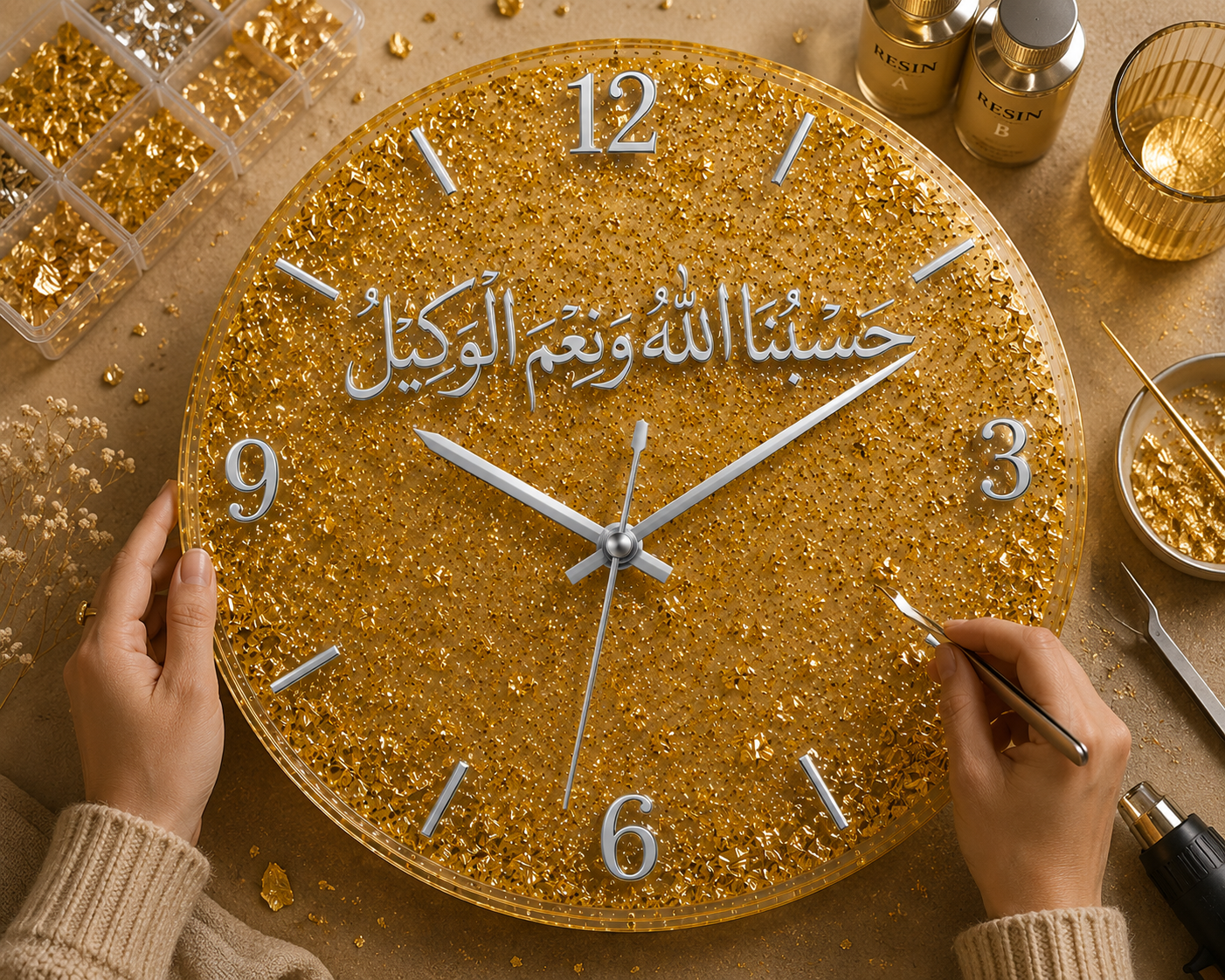 Islamic Calligraphy Resin Art Wall Clock