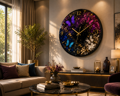 Butterfly Garden Resin Art Wall Clock