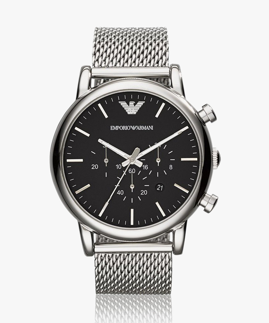 Emporio Armani AR1808, Stainless Steel Analog Black Dial Men Watch, Silver Band