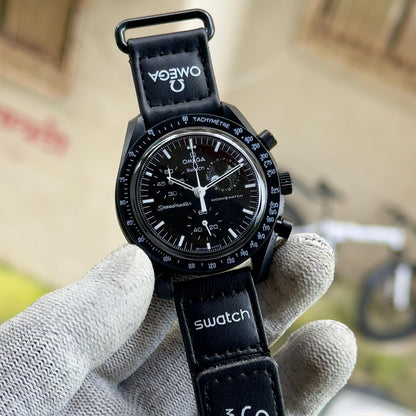 Omega X Swatch Speedmaster: Mission to the Moon Full Black Mens Watch