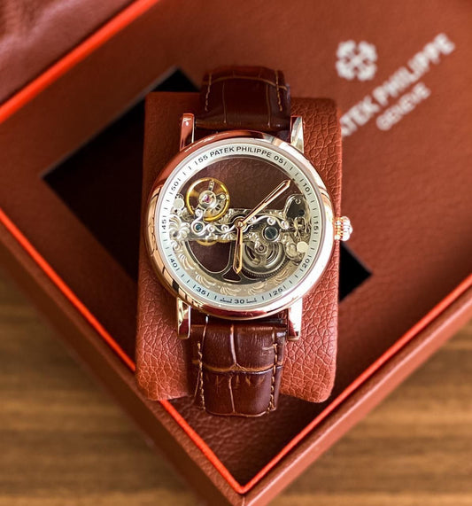 Patek Philippe 051 Skeleton Dial – Luxury Brown Leather Edition