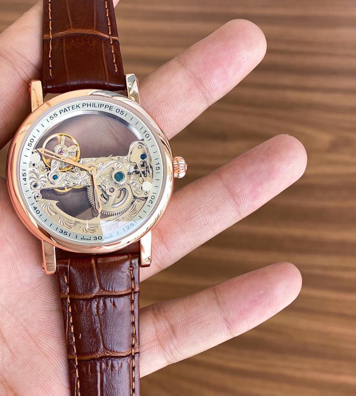 Patek Philippe 051 Skeleton Dial – Luxury Brown Leather Edition