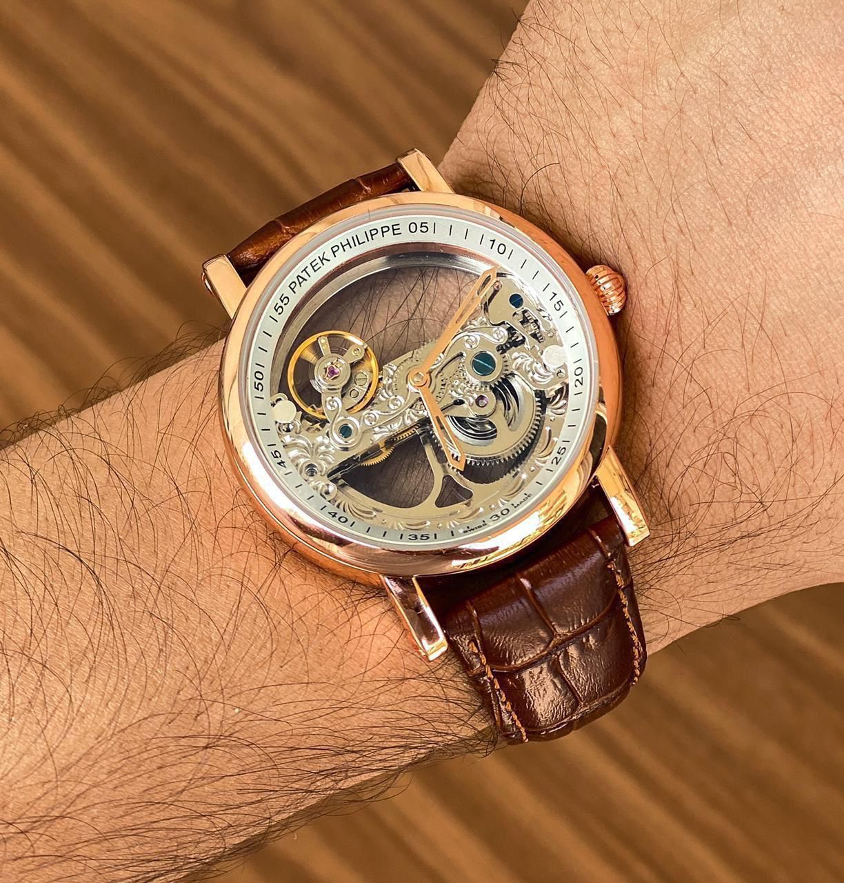 Patek Philippe 051 Skeleton Dial – Luxury Brown Leather Edition