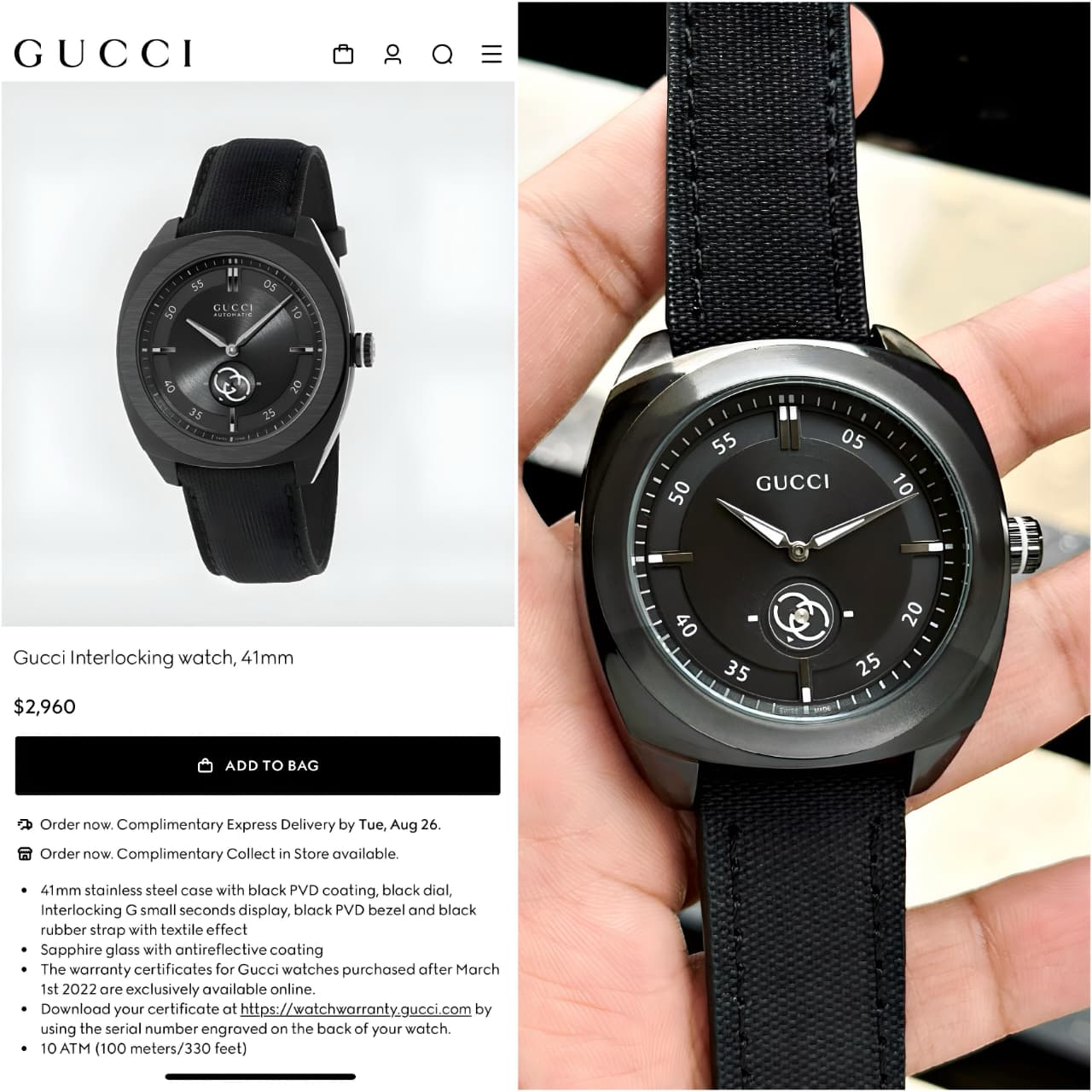 Gucci Interlocking YA142330 Men's Watch