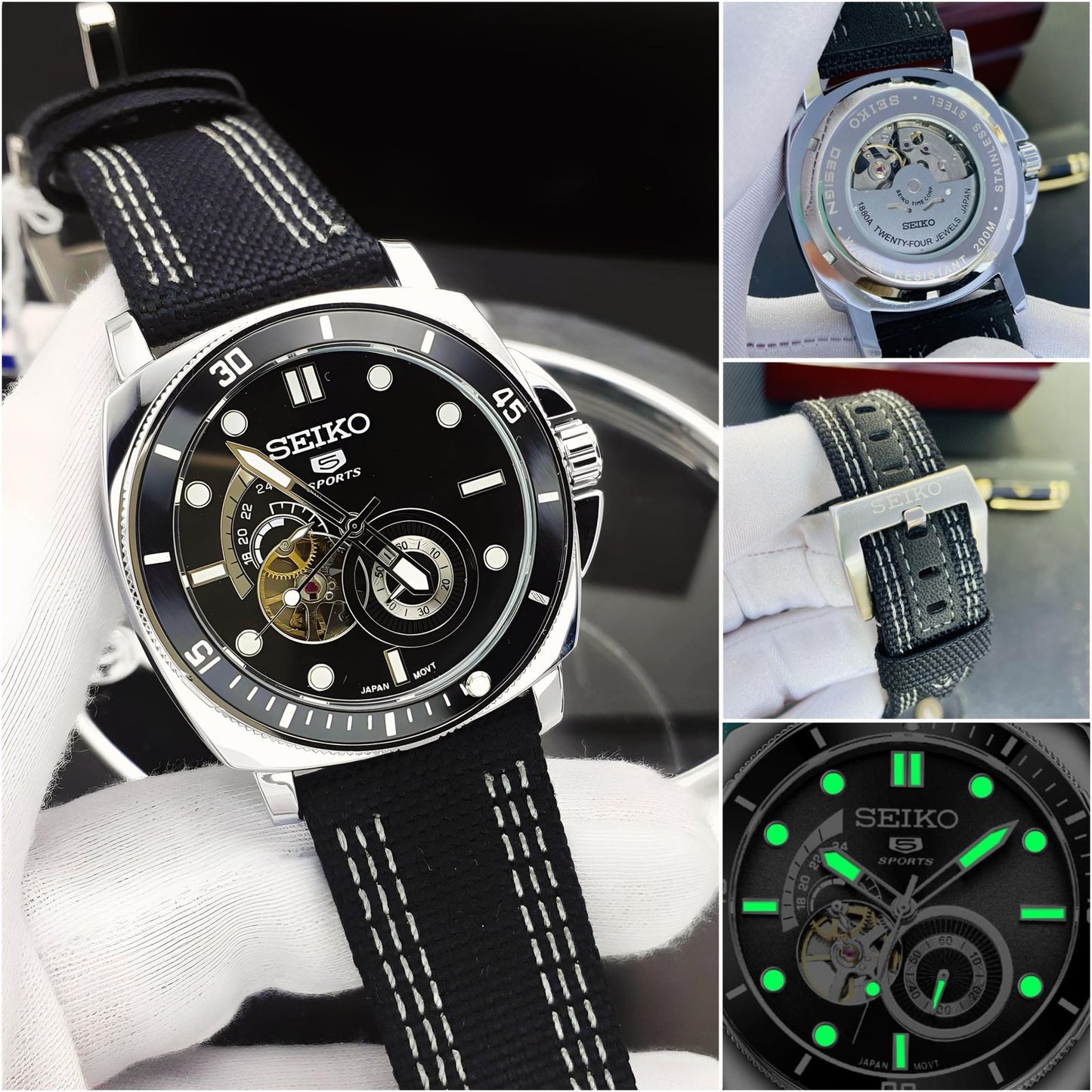 Seiko 5 Sports Automatic Skeleton Dial Men’s Watch