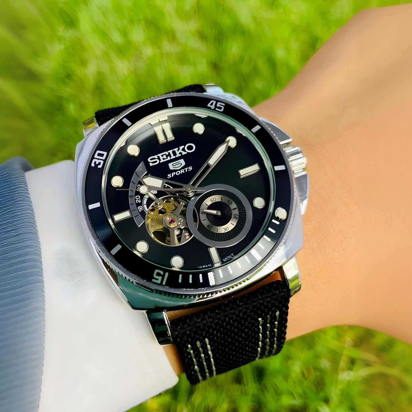 Seiko 5 Sports Automatic Skeleton Dial Men’s Watch