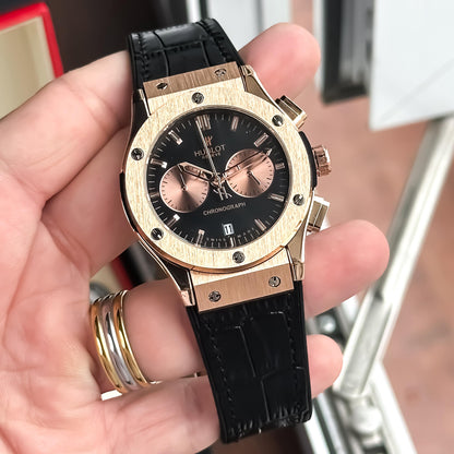 Hublot Big Bang Rose Gold – Premium Leather Strap Chronograph Watch
