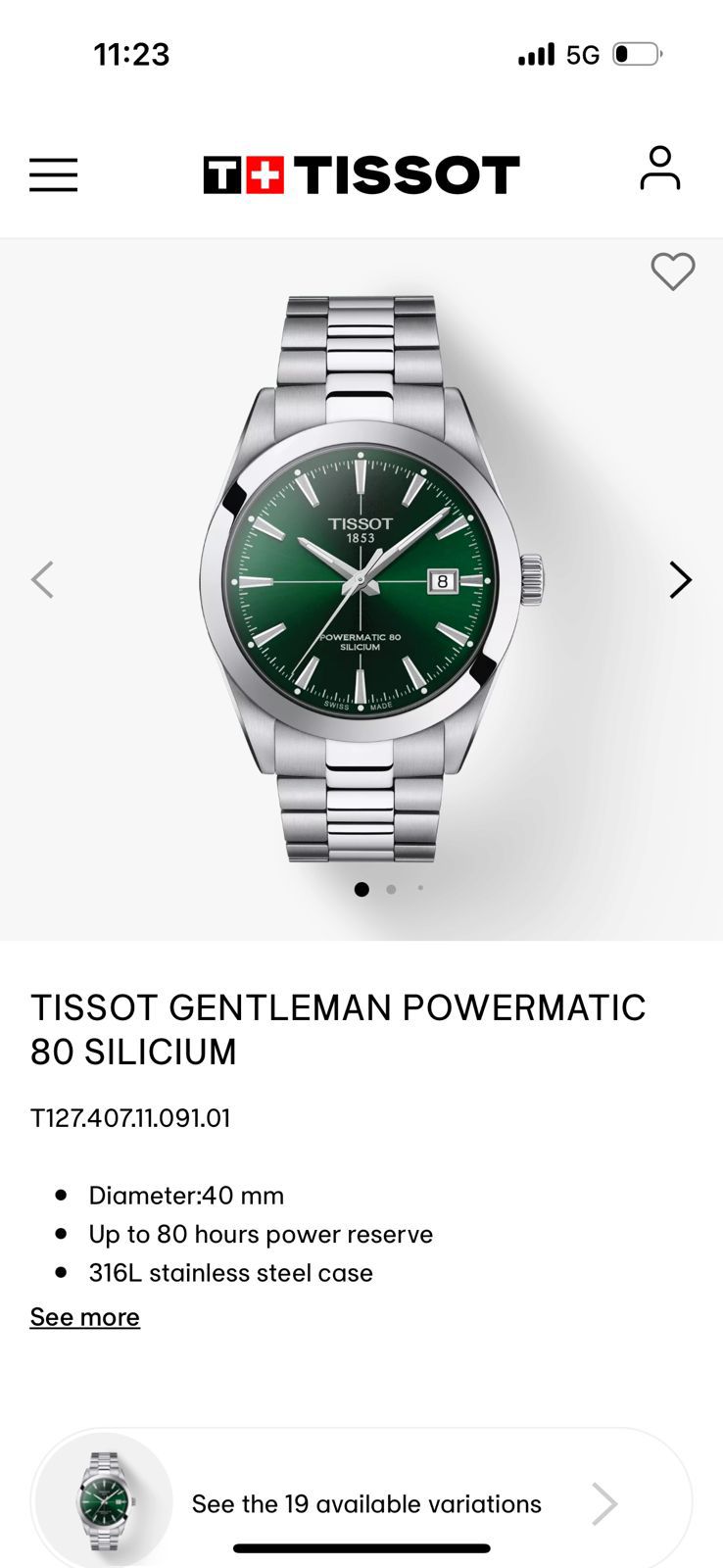 Tissot Gentleman Powermatic 80 Silicium