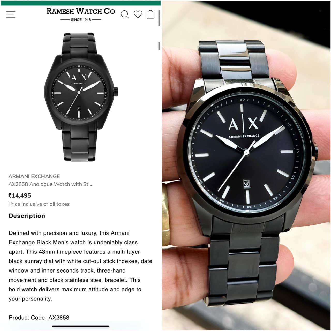 Armani Exchange AX2858 For Men's