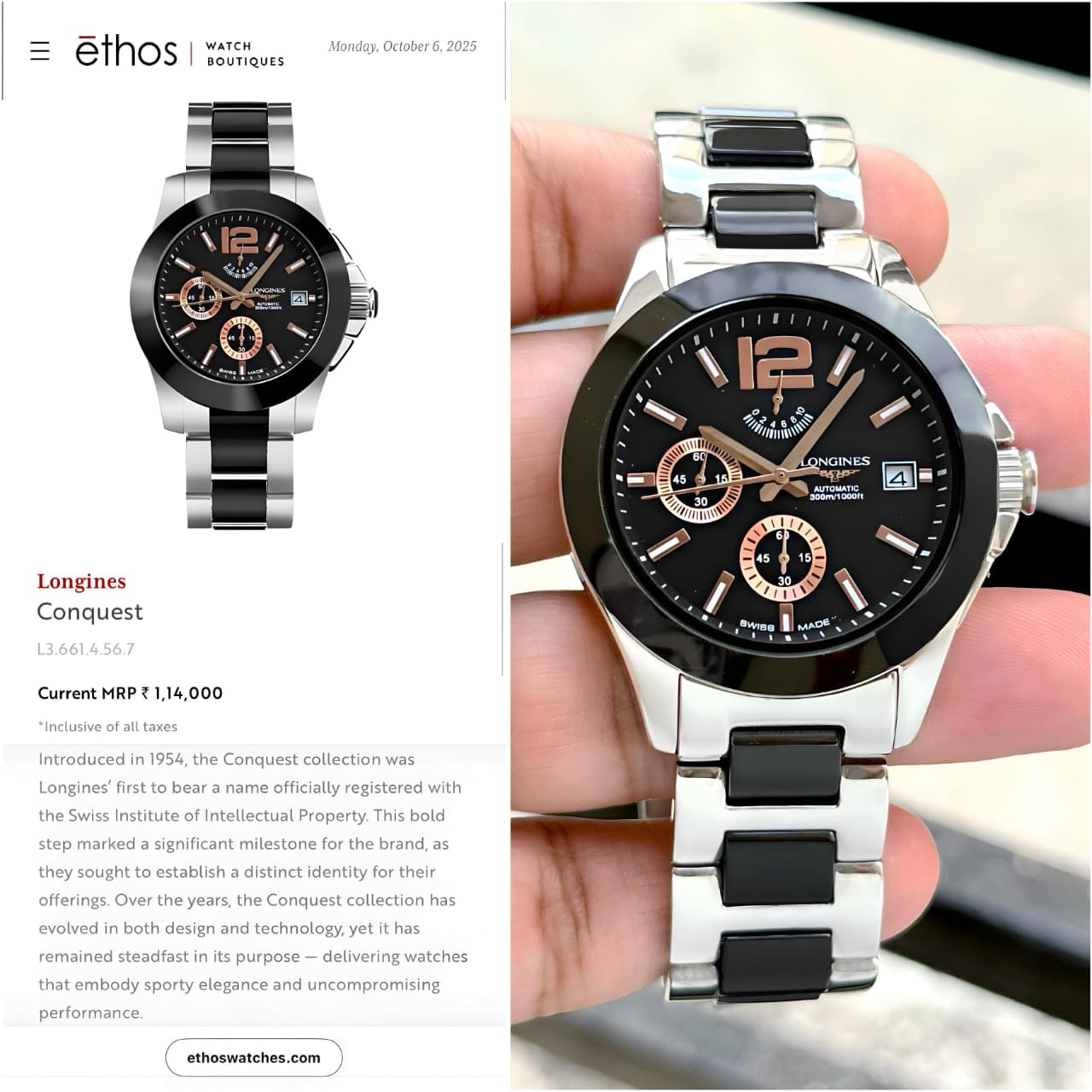L0NGINES Conquest Chrono Ceramica