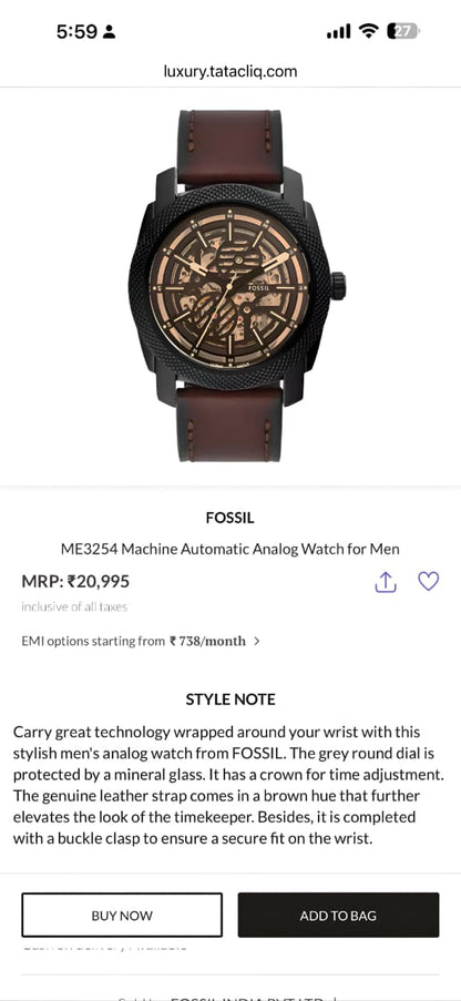 Fossil Machine Automatic ME3254