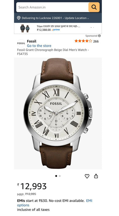 Fossil Grant Chronograph Beige