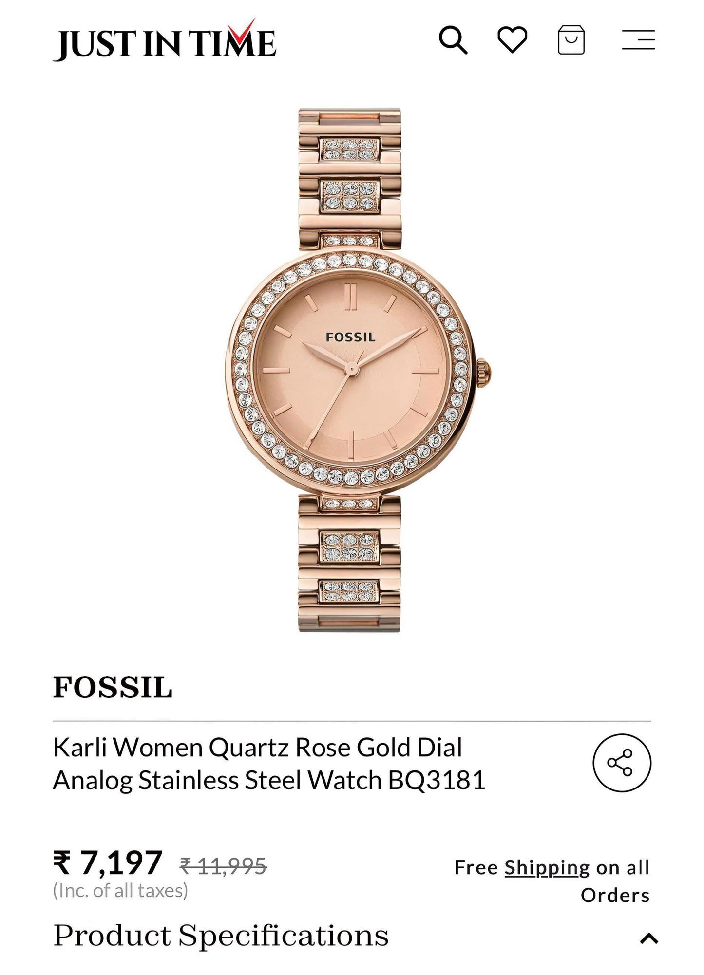 Fossil Women's Karli Rose Gold Watch