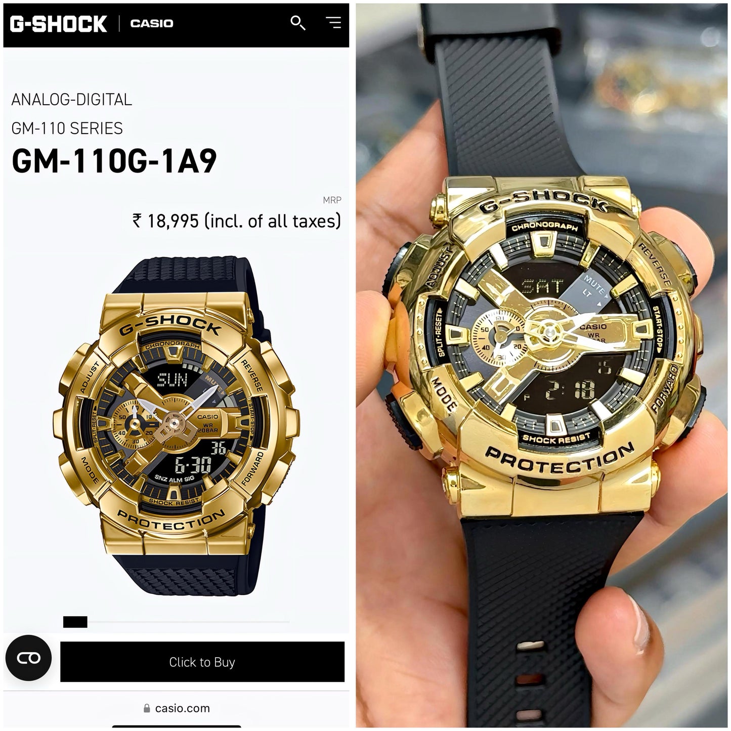 G-Shock Men’s Gold & Black Analog-Digital Watch