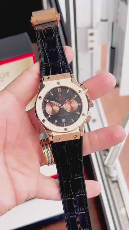 Hublot Big Bang Rose Gold – Premium Leather Strap Chronograph Watch