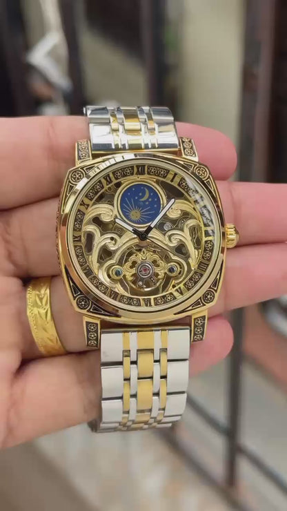 Patek Philippe Skeleton Automatic Watch - Gold & Silver Edition