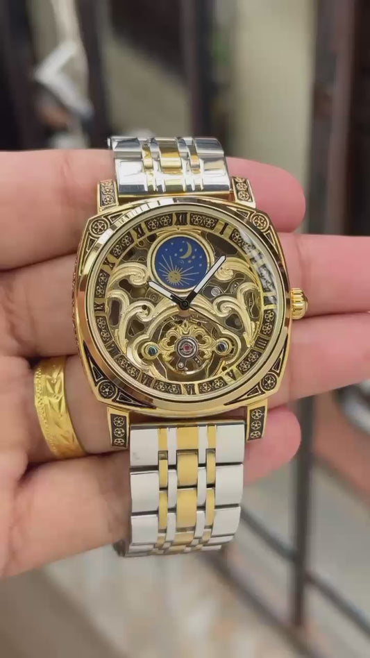 Patek Philippe Skeleton Automatic Watch - Gold & Silver Edition